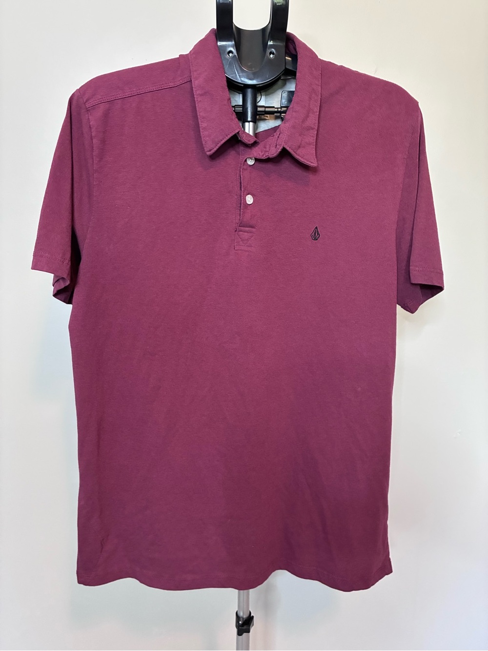 Volcom Polo Shirt Mens Large Burgundy Short Sleeve Casual Skate